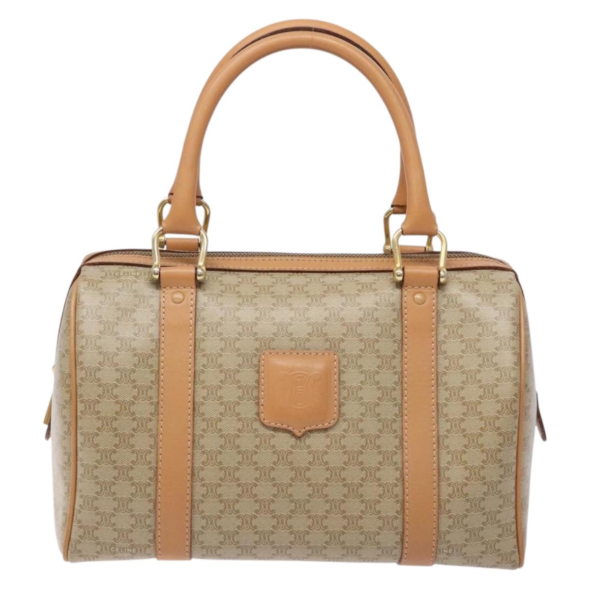 CELINE Macadam Canvas Hand Bag PVC Beige Gold Auth 141895V