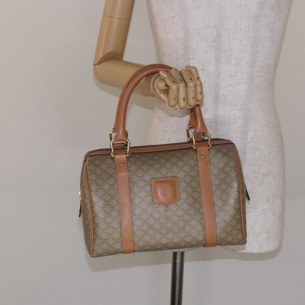 CELINE Macadam Canvas Hand Bag PVC Beige Gold Auth 141895V