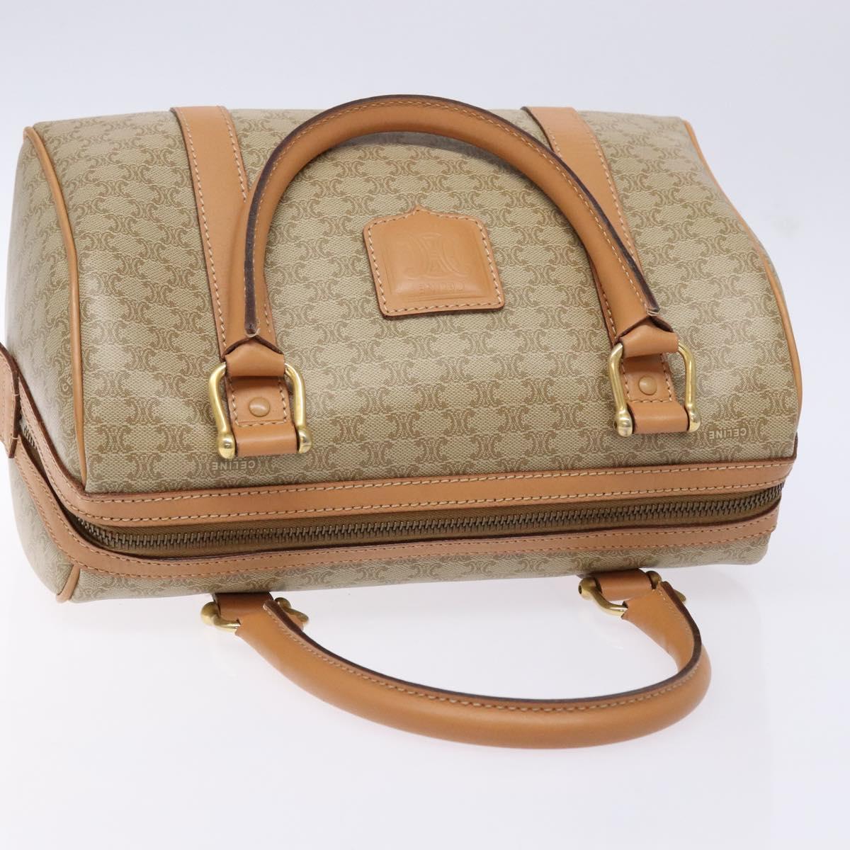 CELINE Macadam Canvas Hand Bag PVC Beige Gold Auth 141895V