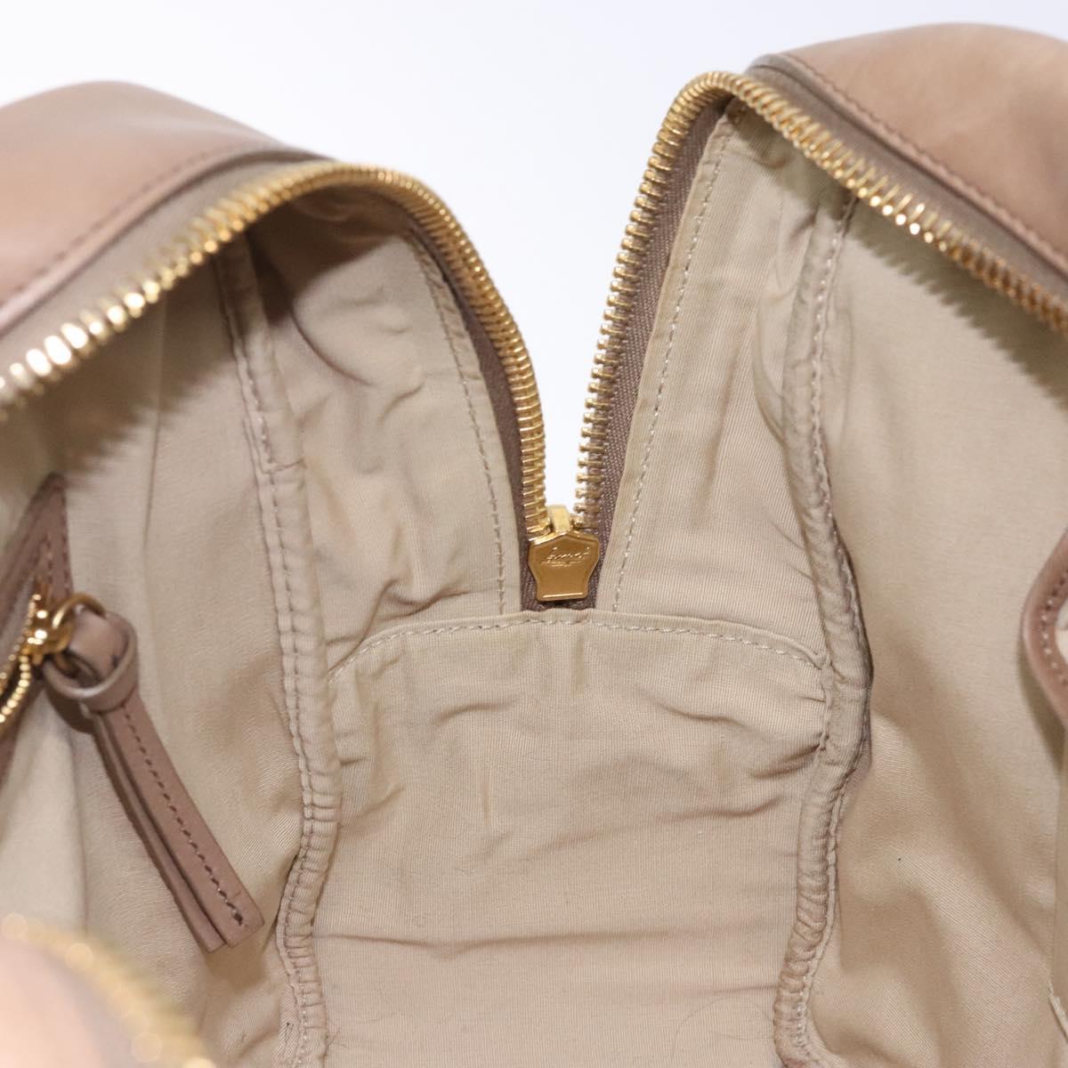 CELINE Hand Bag Leather Beige Gold Auth 141898