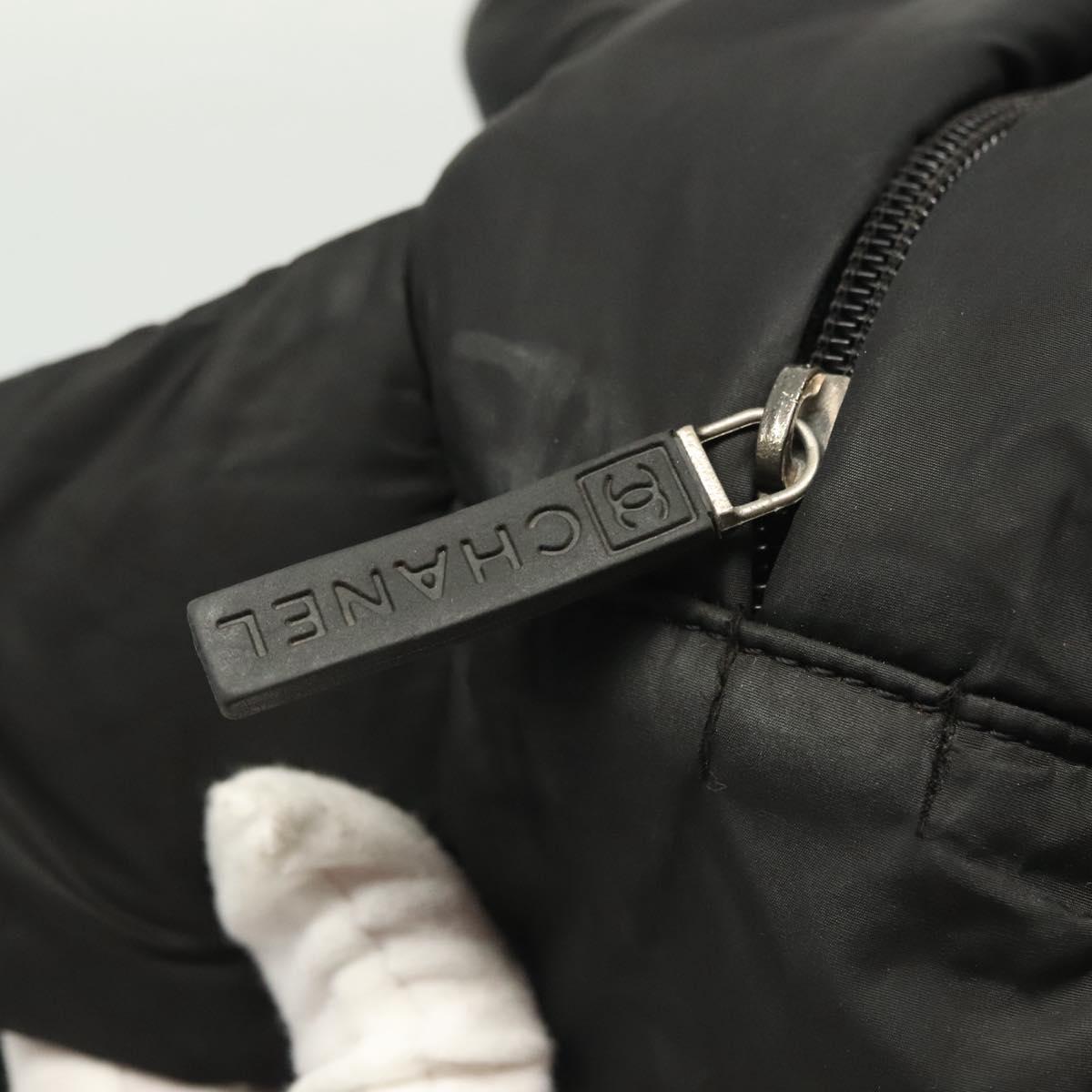 CHANEL Sports Line COCO Mark Waist Bag Nylon Black Silver CC Auth 141906