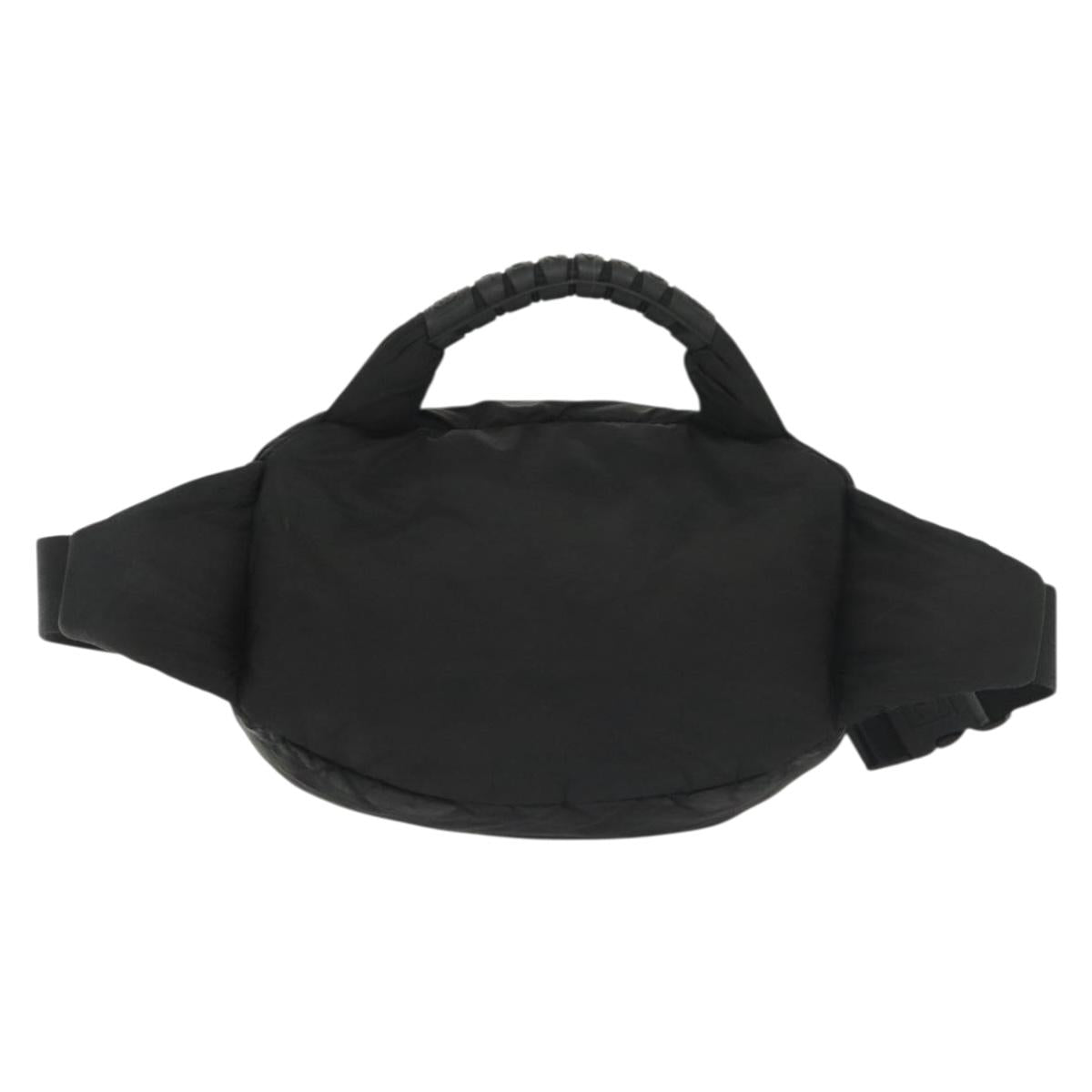 CHANEL Sports Line COCO Mark Waist Bag Nylon Black Silver CC Auth 141906