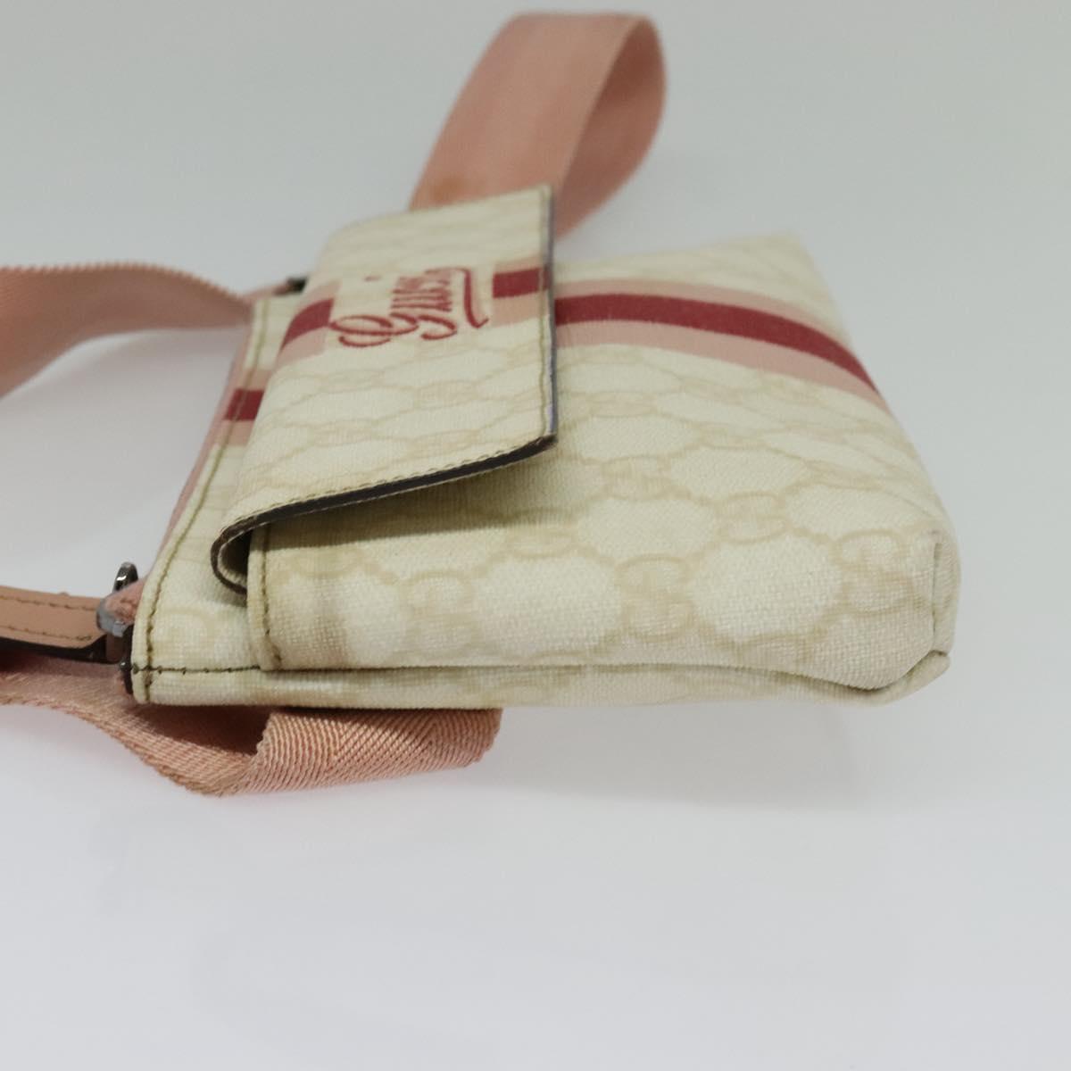 GUCCI GG Supreme Sherry Line Waist bag PVC White Silver 189815 Auth 141909