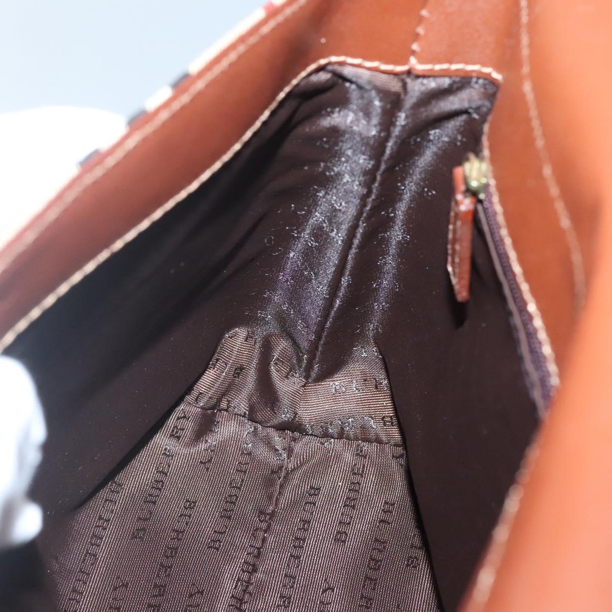 BURBERRY Nova Check Shoulder Bag PVC Beige Gold Auth 141912