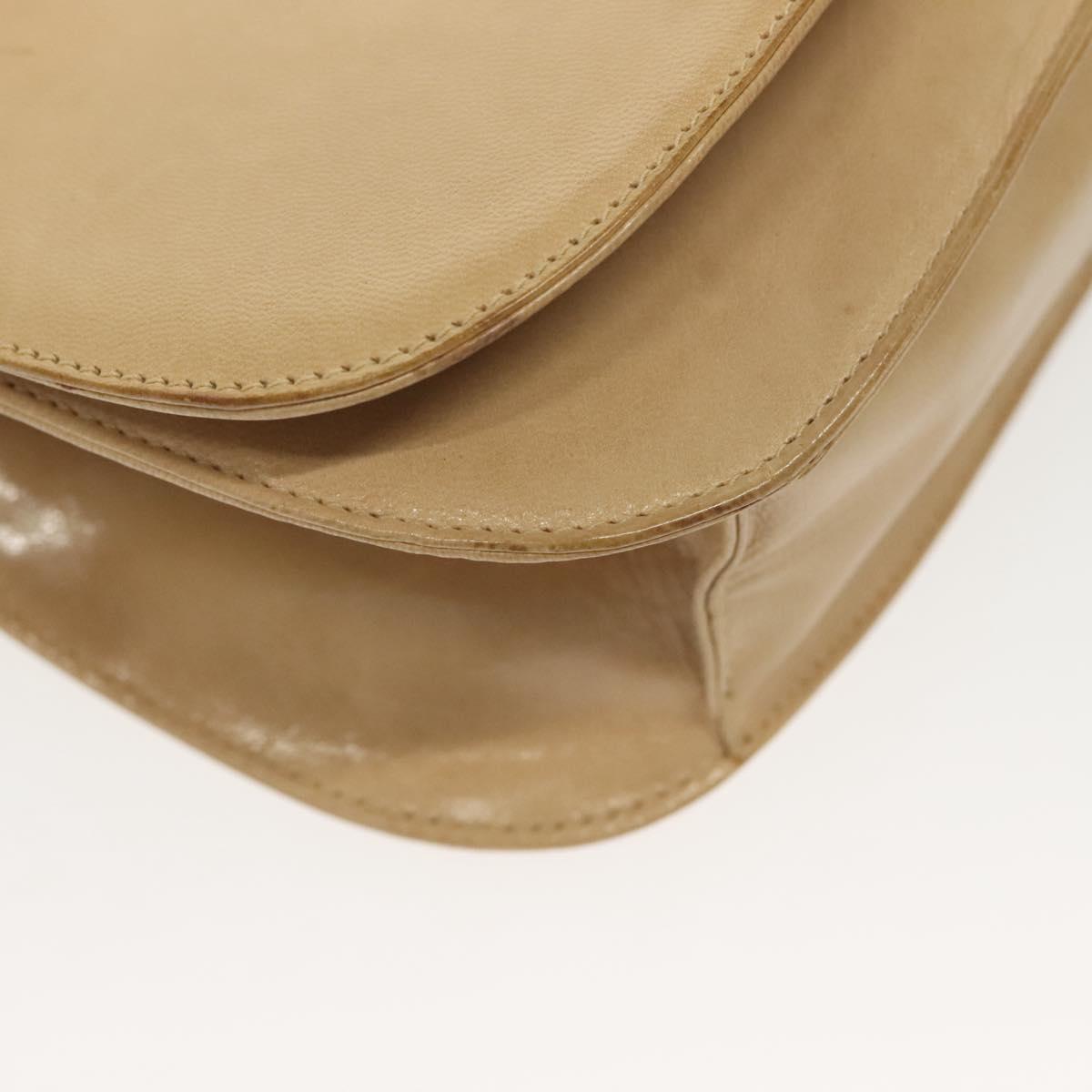 PRADA Chain Shoulder Bag Leather Beige Auth 141913