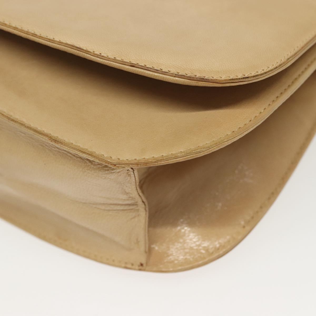 PRADA Chain Shoulder Bag Leather Beige Auth 141913