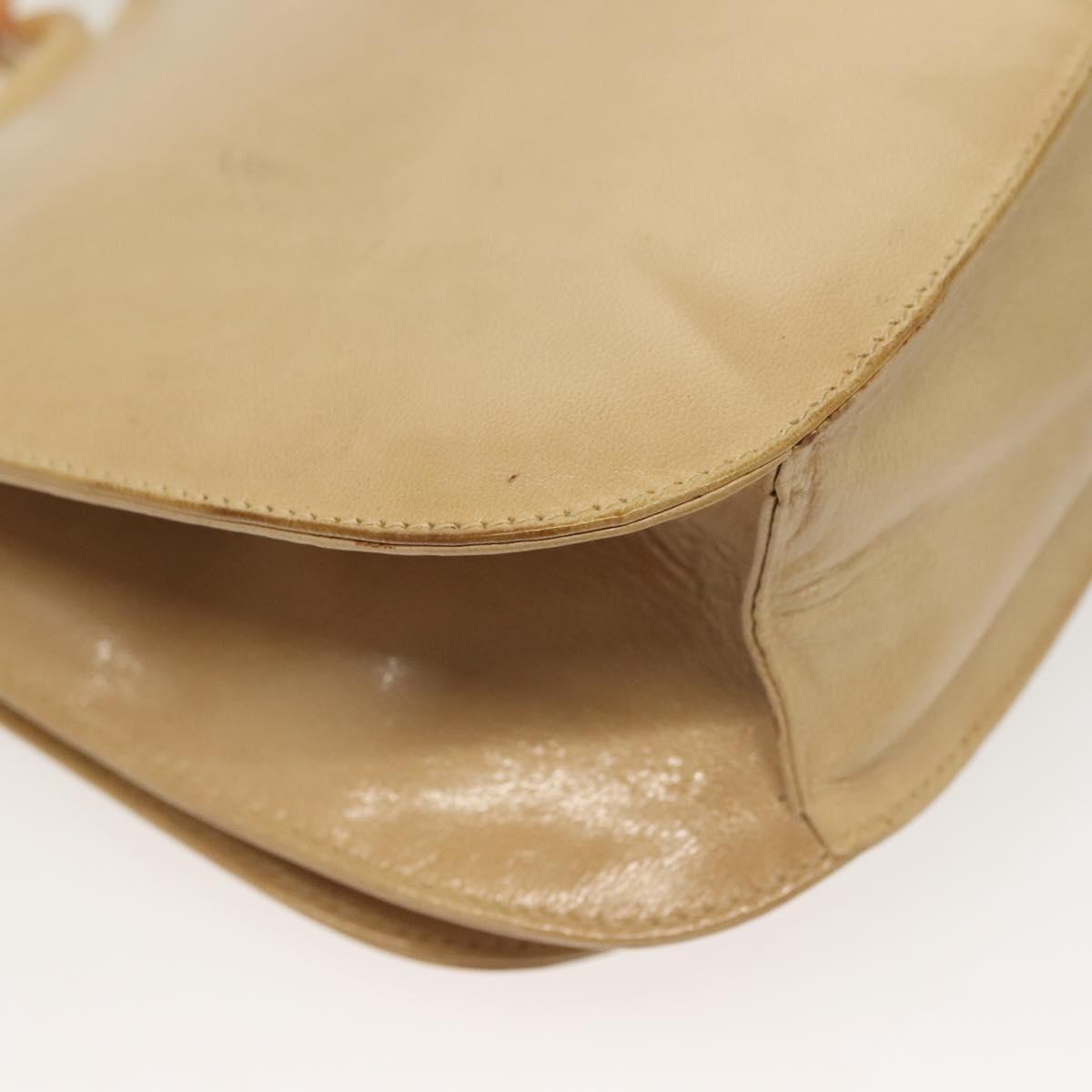 PRADA Chain Shoulder Bag Leather Beige Auth 141913