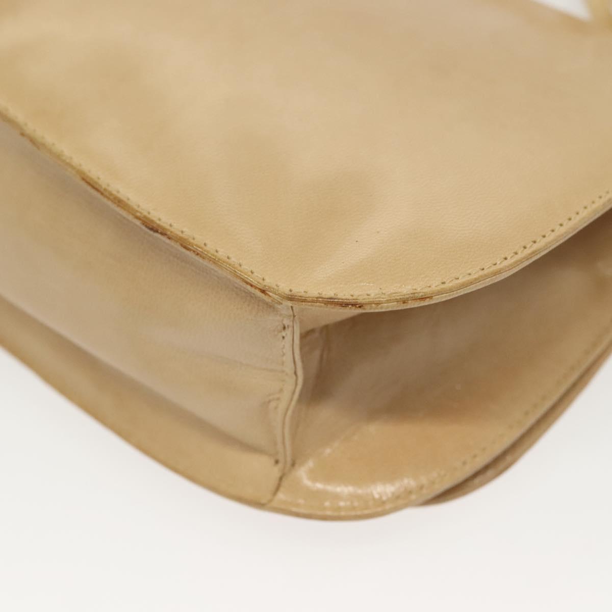 PRADA Chain Shoulder Bag Leather Beige Auth 141913