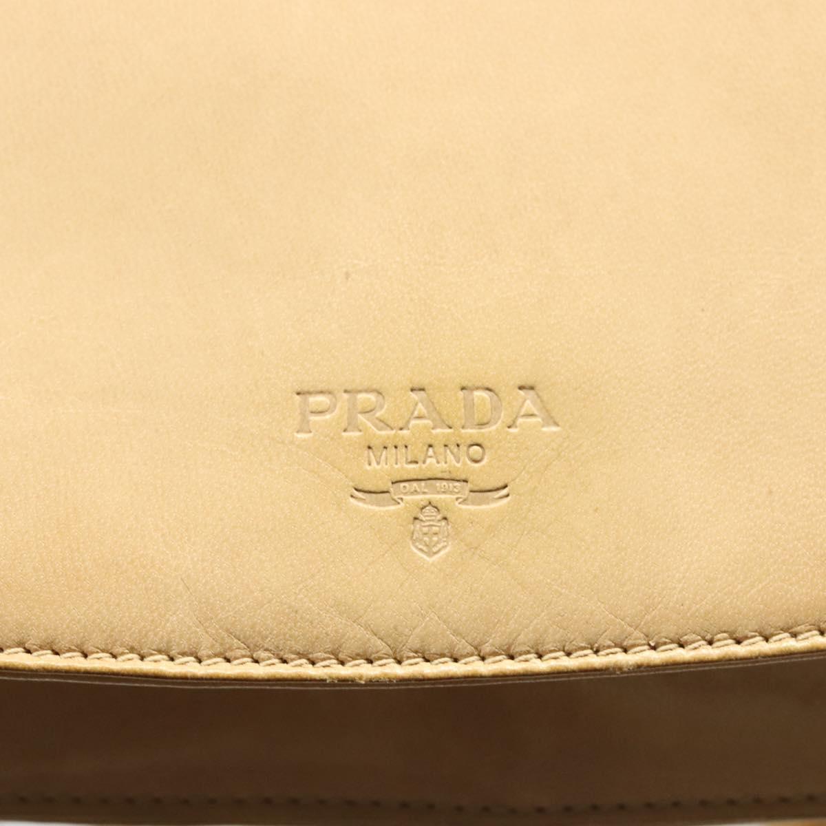 PRADA Chain Shoulder Bag Leather Beige Auth 141913