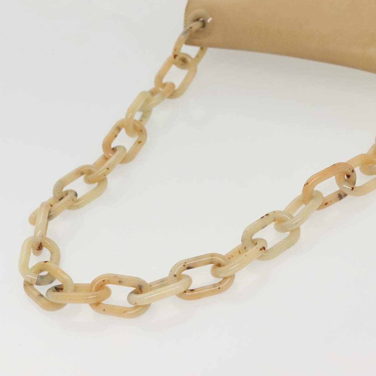 PRADA Chain Shoulder Bag Leather Beige Auth 141913