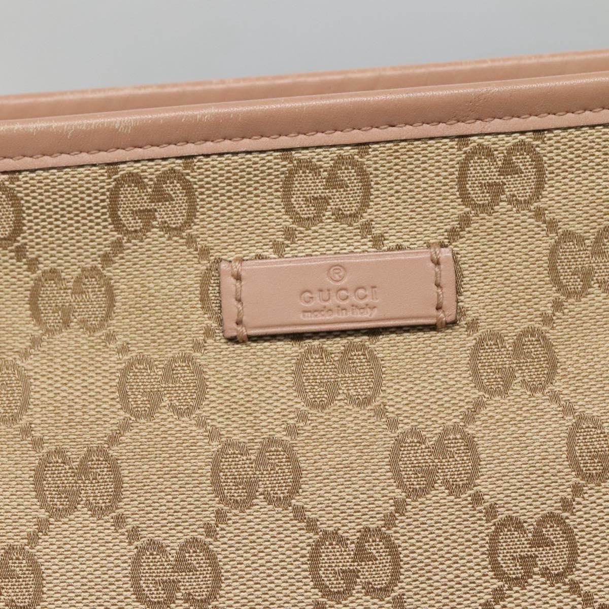 GUCCI GG Canvas Shoulder Bag Beige Gold 388924 Auth 141915