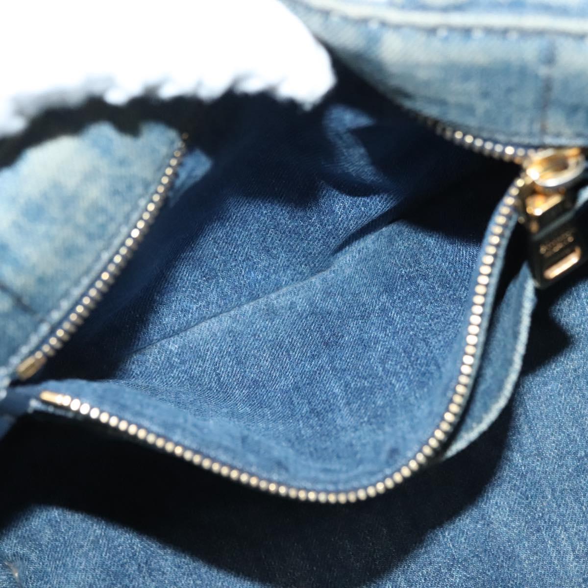 PRADA Canapa PM Hand Bag Denim 2way Blue Gold Auth 141917