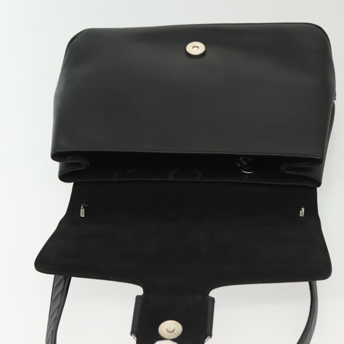Salvatore Ferragamo Vala Shoulder Bag Leather Black Silver Auth 141933