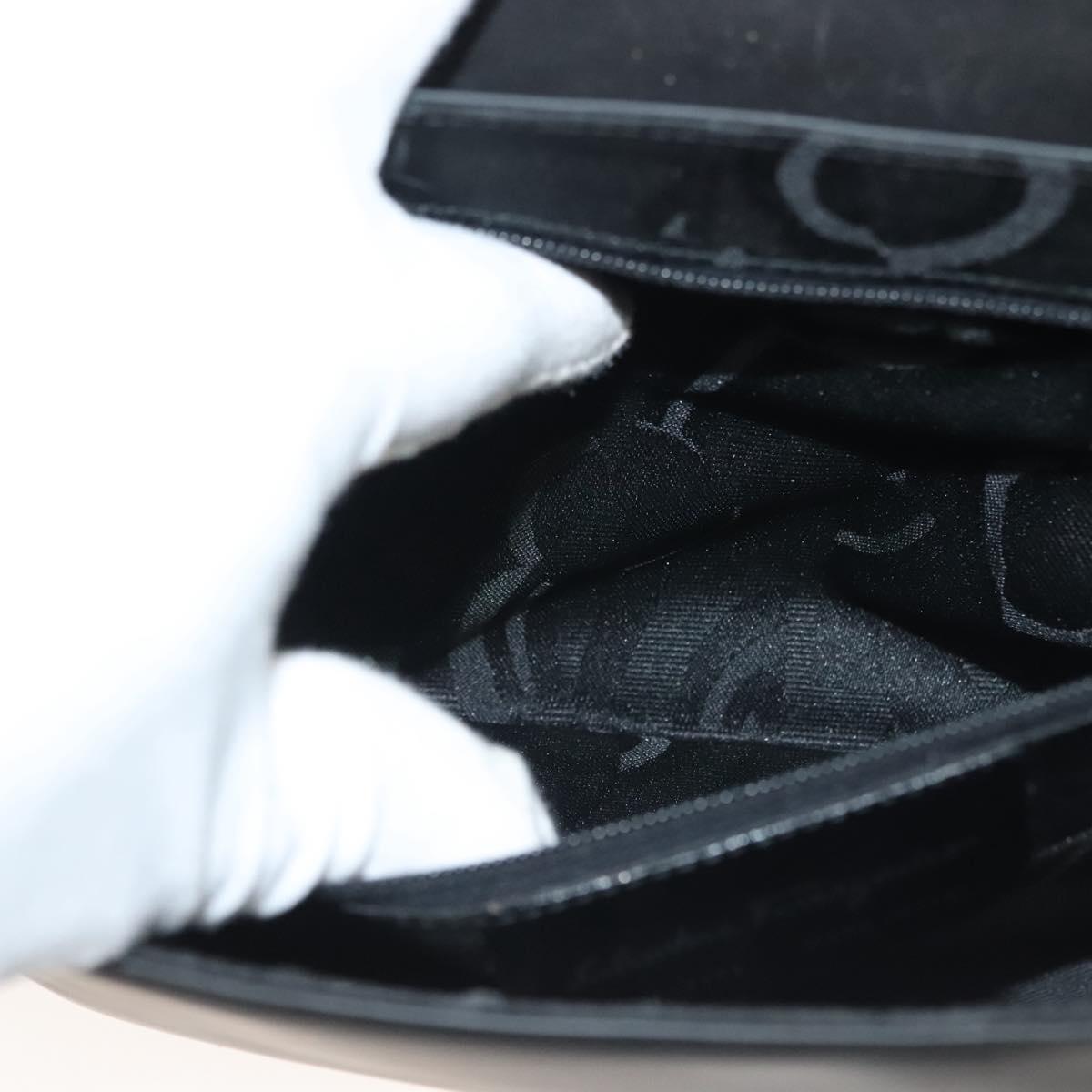 Salvatore Ferragamo Vala Shoulder Bag Leather Black Silver Auth 141933