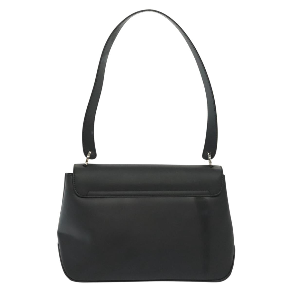 Salvatore Ferragamo Vala Shoulder Bag Leather Black Silver Auth 141933