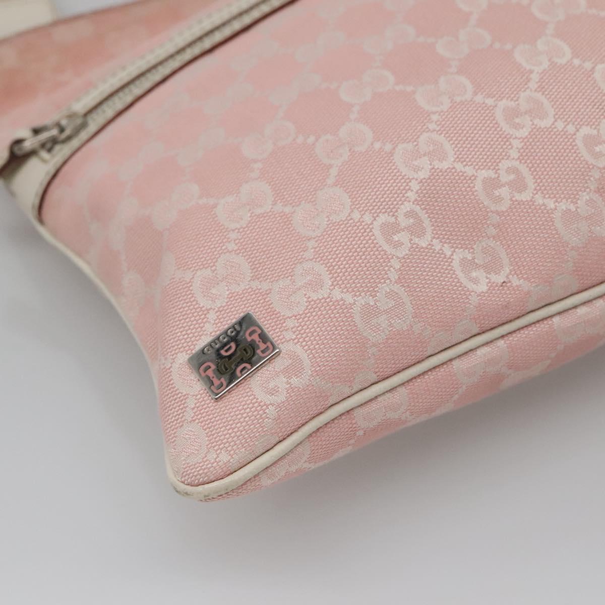GUCCI GG Canvas Sherry Line Tote Bag Pink Silver 145809 Auth 141943