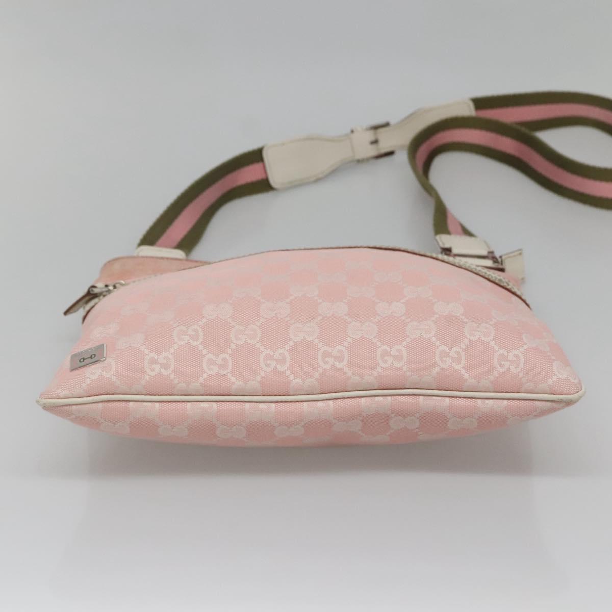 GUCCI GG Canvas Sherry Line Tote Bag Pink Silver 145809 Auth 141943