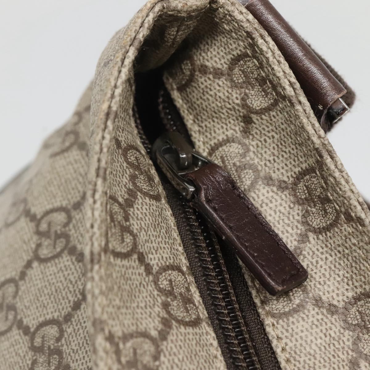 GUCCI GG Supreme Shoulder Bag PVC Leather Beige Silver 141198 Auth 141944