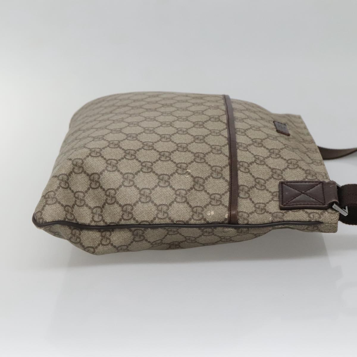 GUCCI GG Supreme Shoulder Bag PVC Leather Beige Silver 141198 Auth 141944