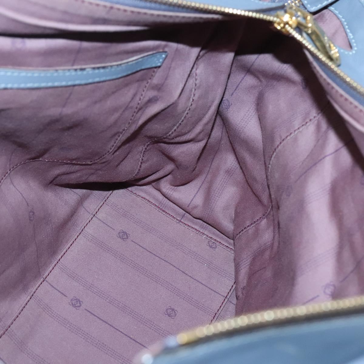 LOEWE Anagram Tote Bag Leather Purple Gold Auth 141948