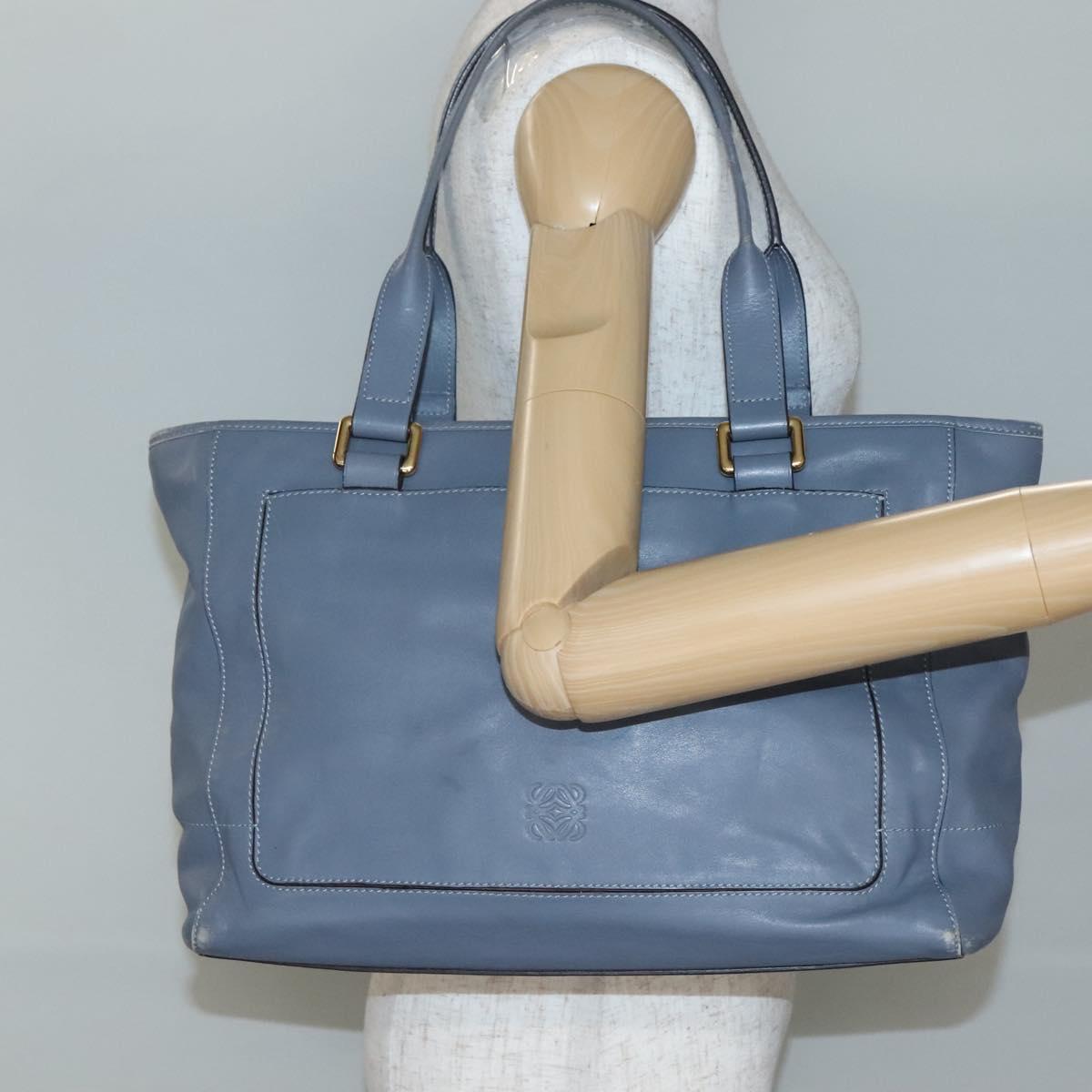 LOEWE Anagram Tote Bag Leather Purple Gold Auth 141948