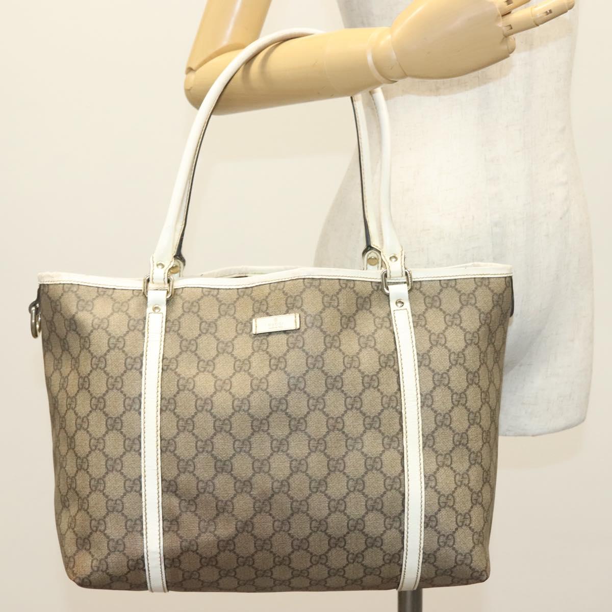 GUCCI GG Supreme Tote Bag PVC Beige Gold 197953 Auth 141953