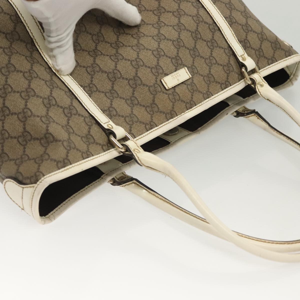 GUCCI GG Supreme Tote Bag PVC Beige Gold 197953 Auth 141953