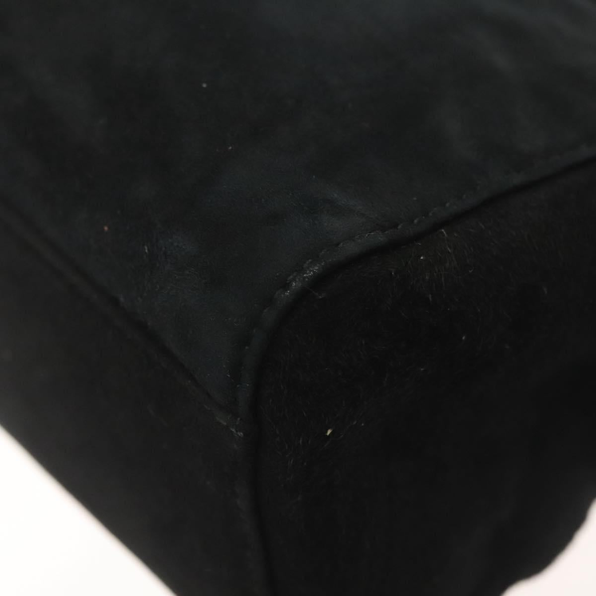 PRADA Hand Bag Suede Black Gold Auth 141959