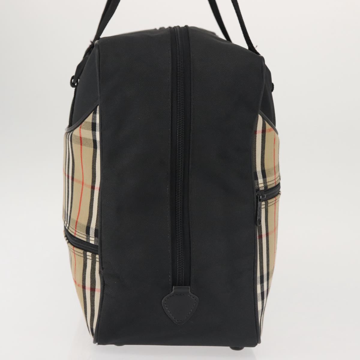 Burberrys Nova Check Boston Bag Canvas Beige Auth 141960