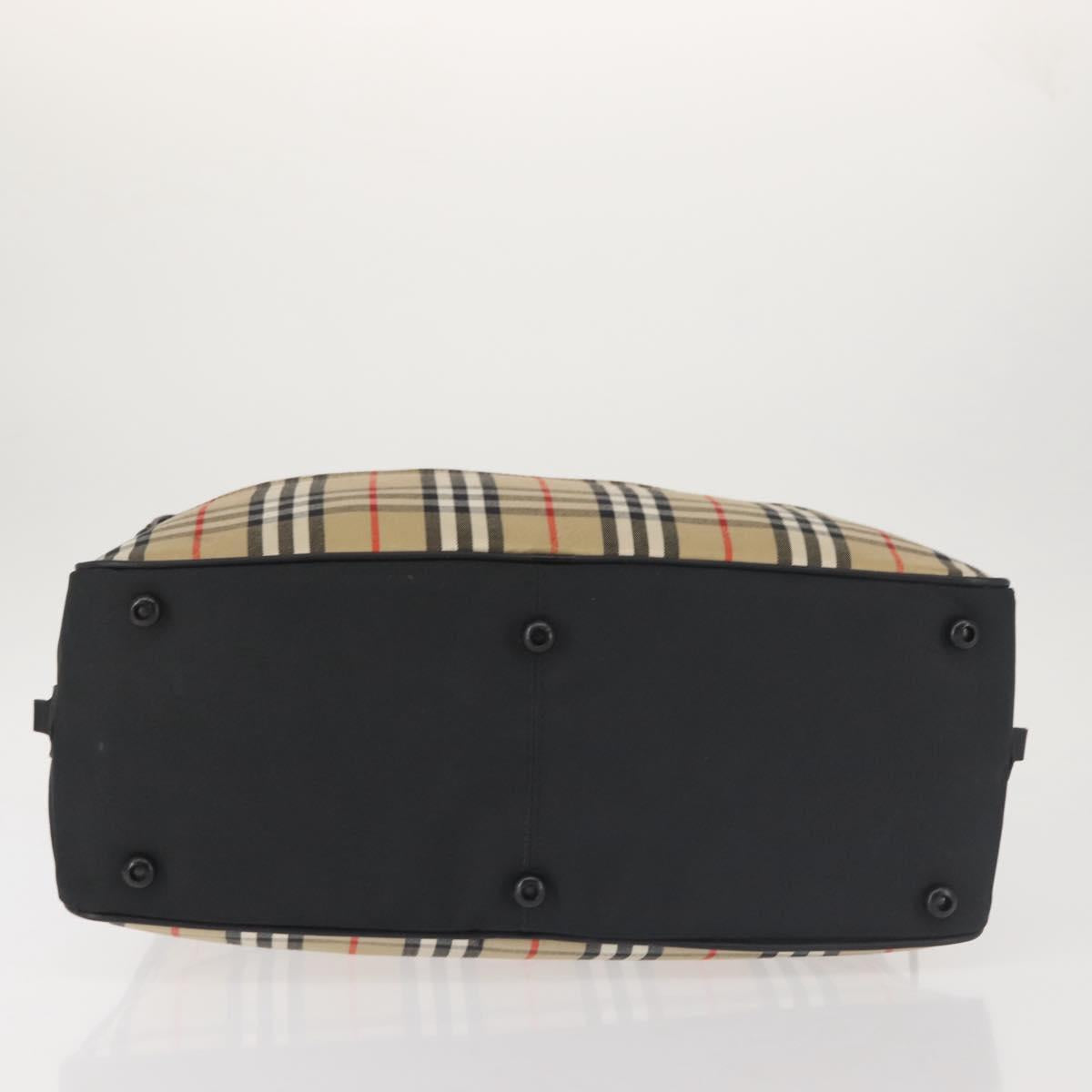 Burberrys Nova Check Boston Bag Canvas Beige Auth 141960