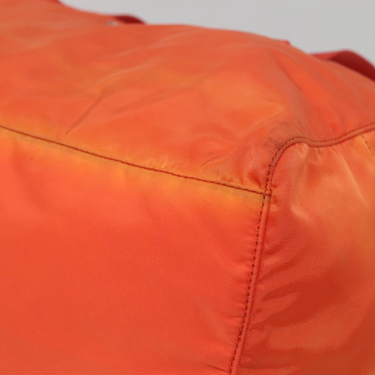 PRADA Shoulder Bag Nylon Orange Silver Auth 141967