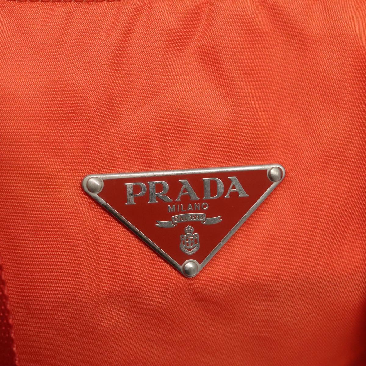 PRADA Shoulder Bag Nylon Orange Silver Auth 141967