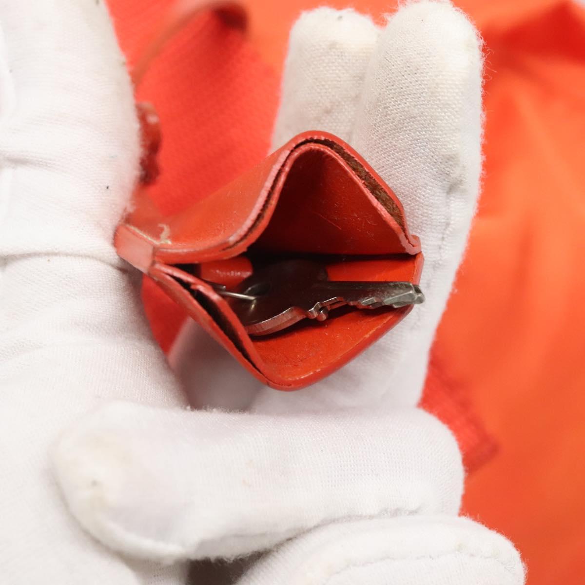 PRADA Shoulder Bag Nylon Orange Silver Auth 141967