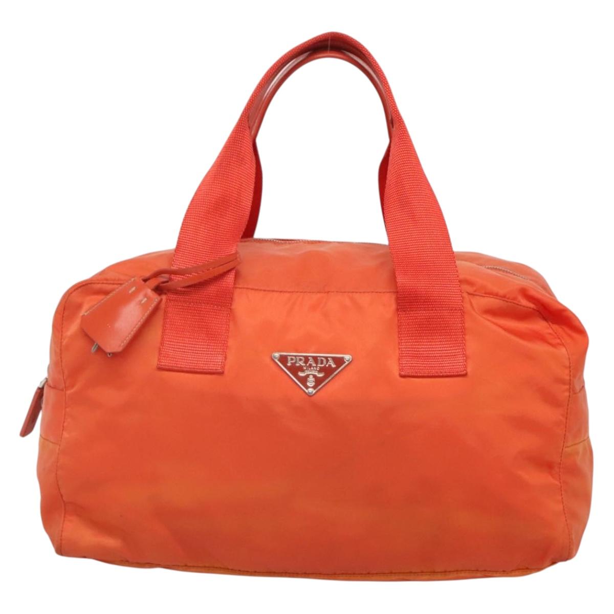 PRADA Shoulder Bag Nylon Orange Silver Auth 141967