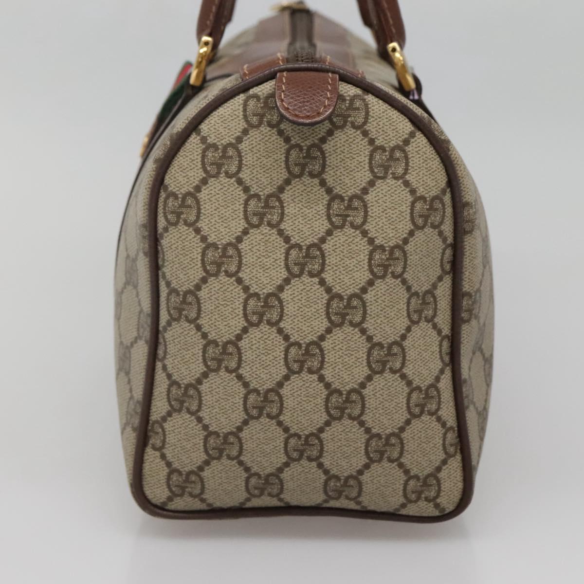 GUCCI GG Supreme Web Sherry Line Bag PVC Beige Gold 002 615 6838 Auth 141971