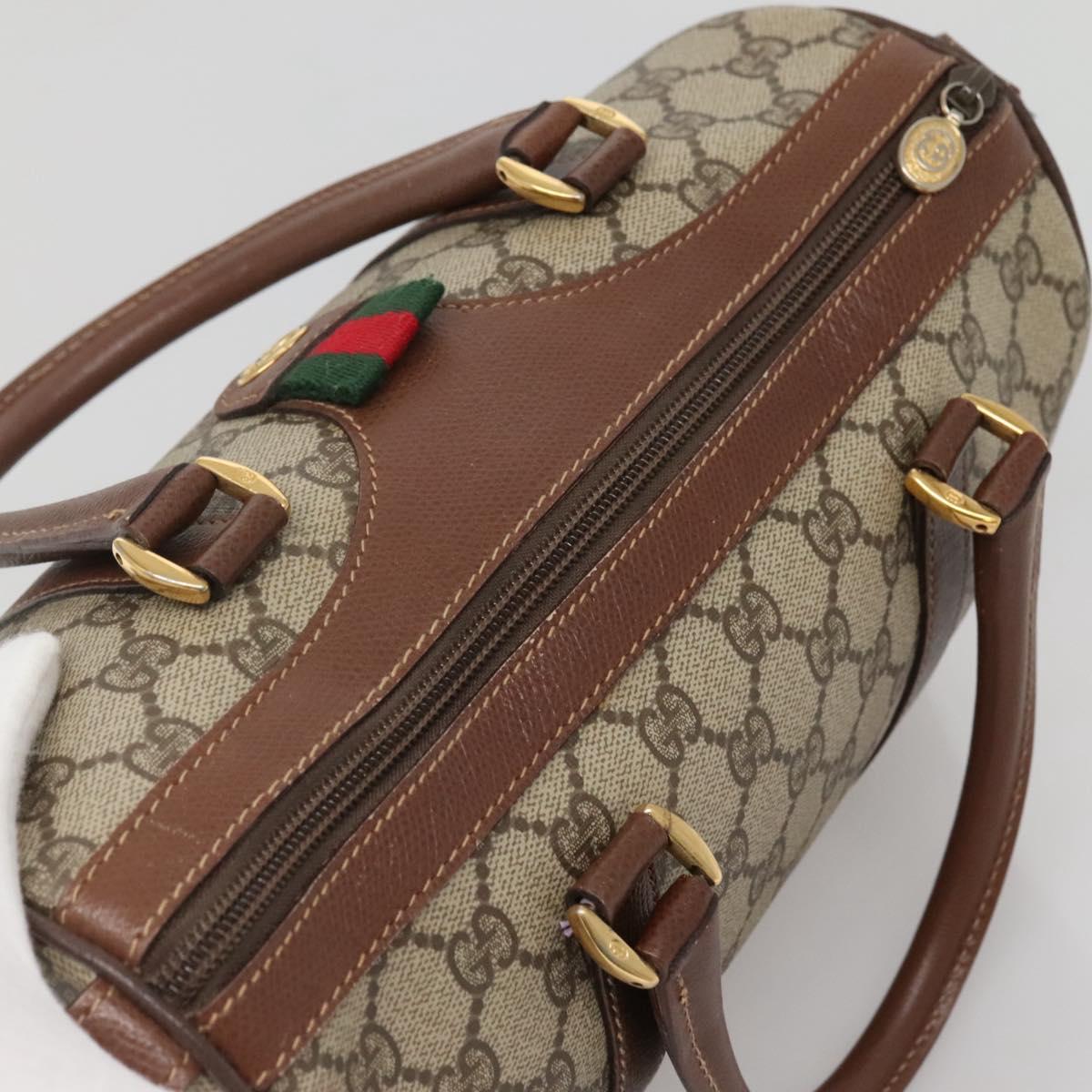 GUCCI GG Supreme Web Sherry Line Bag PVC Beige Gold 002 615 6838 Auth 141971