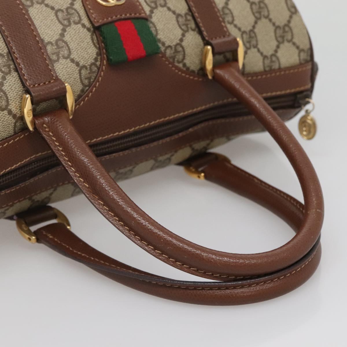 GUCCI GG Supreme Web Sherry Line Bag PVC Beige Gold 002 615 6838 Auth 141971