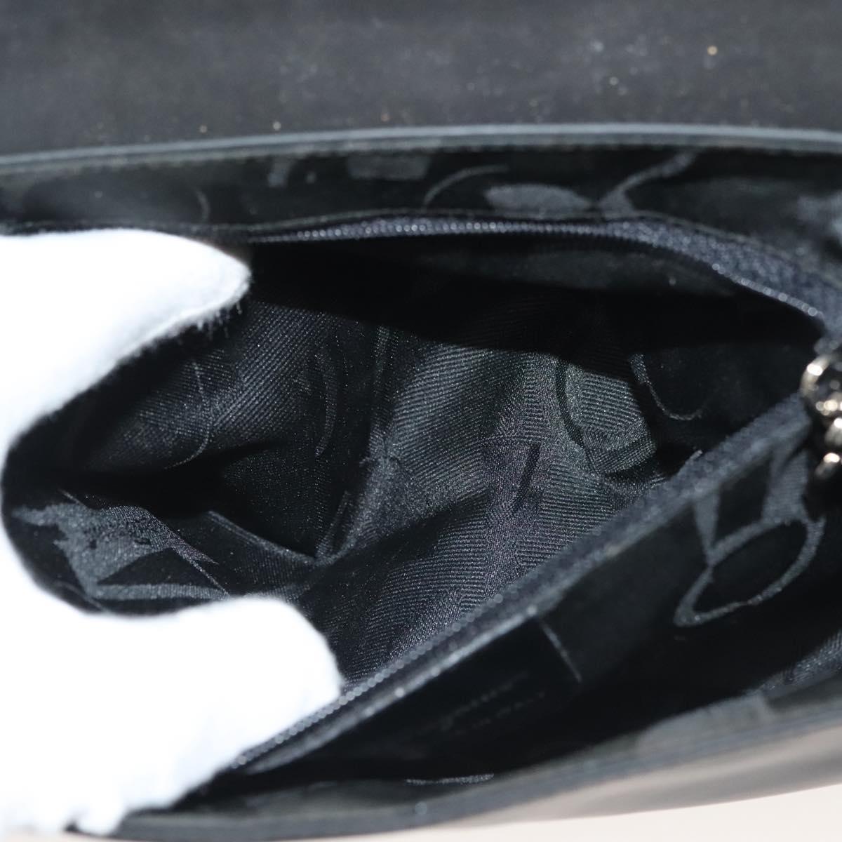 Salvatore Ferragamo Vala Shoulder Bag Leather Black Silver Auth 141973