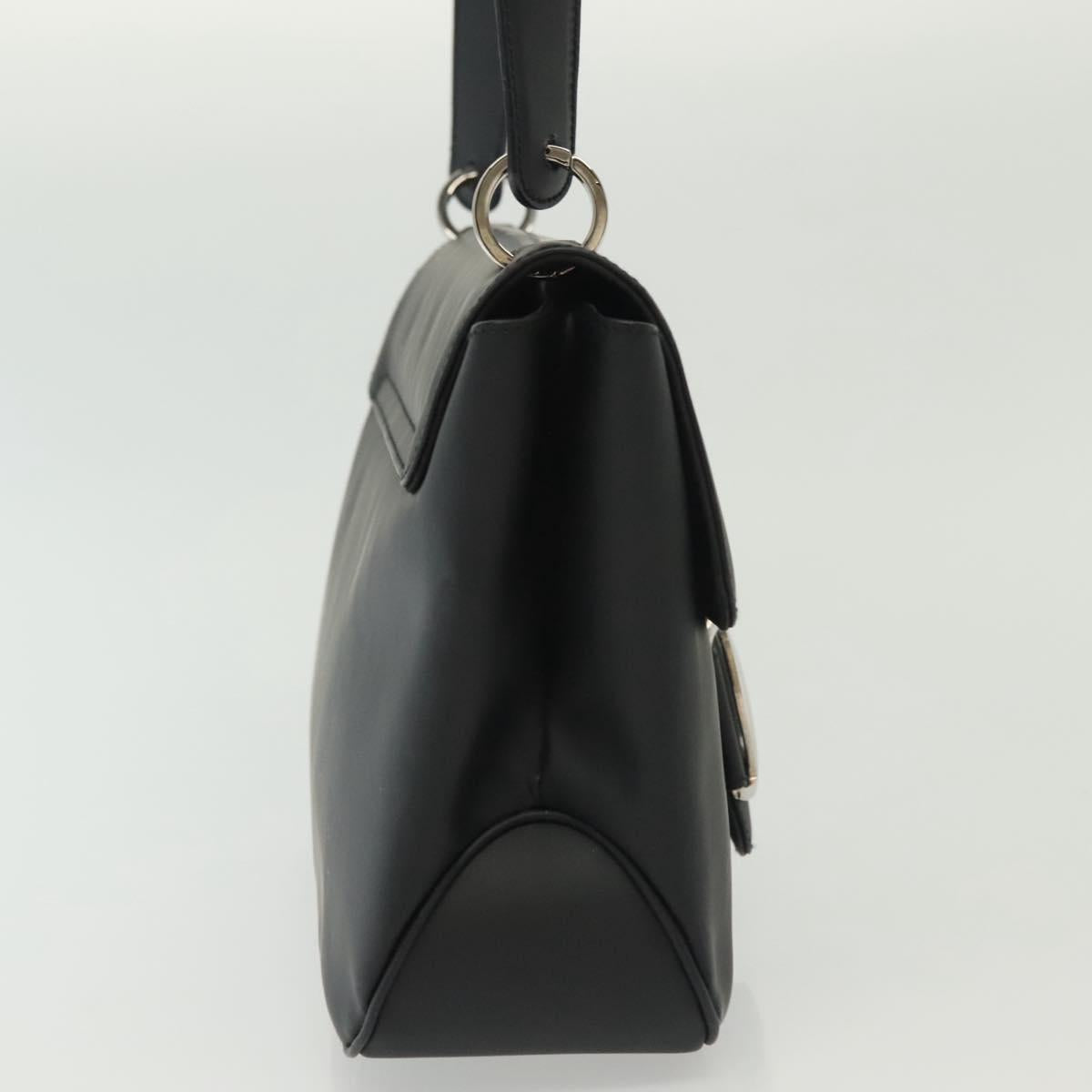 Salvatore Ferragamo Vala Shoulder Bag Leather Black Silver Auth 141973