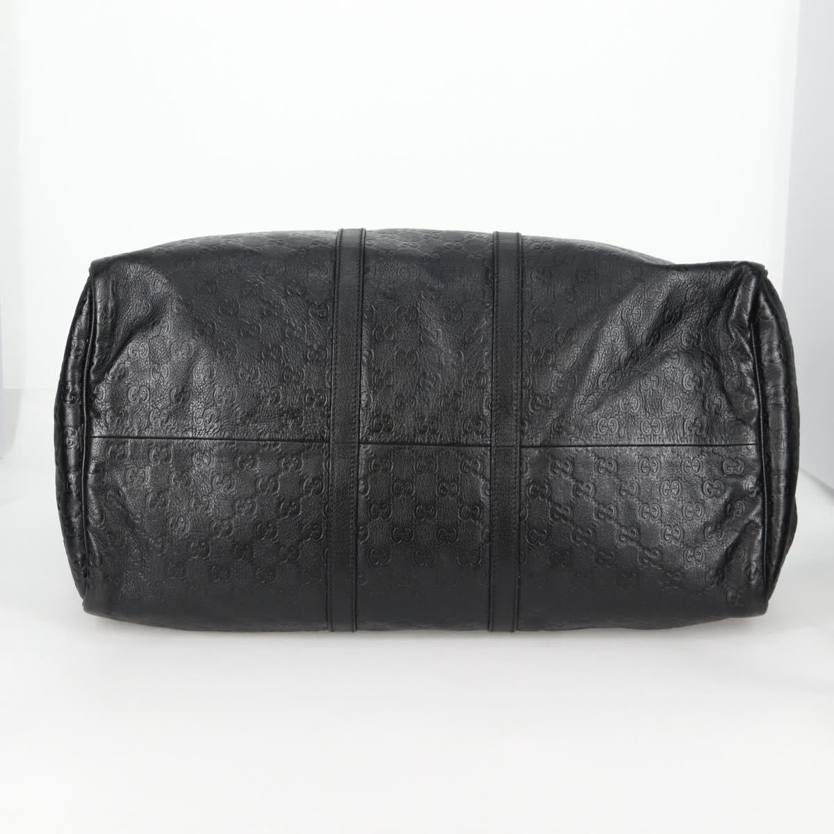GUCCI GG Canvas Guccissima Boston Bag Leather Black Gold 206500 Auth 141974V