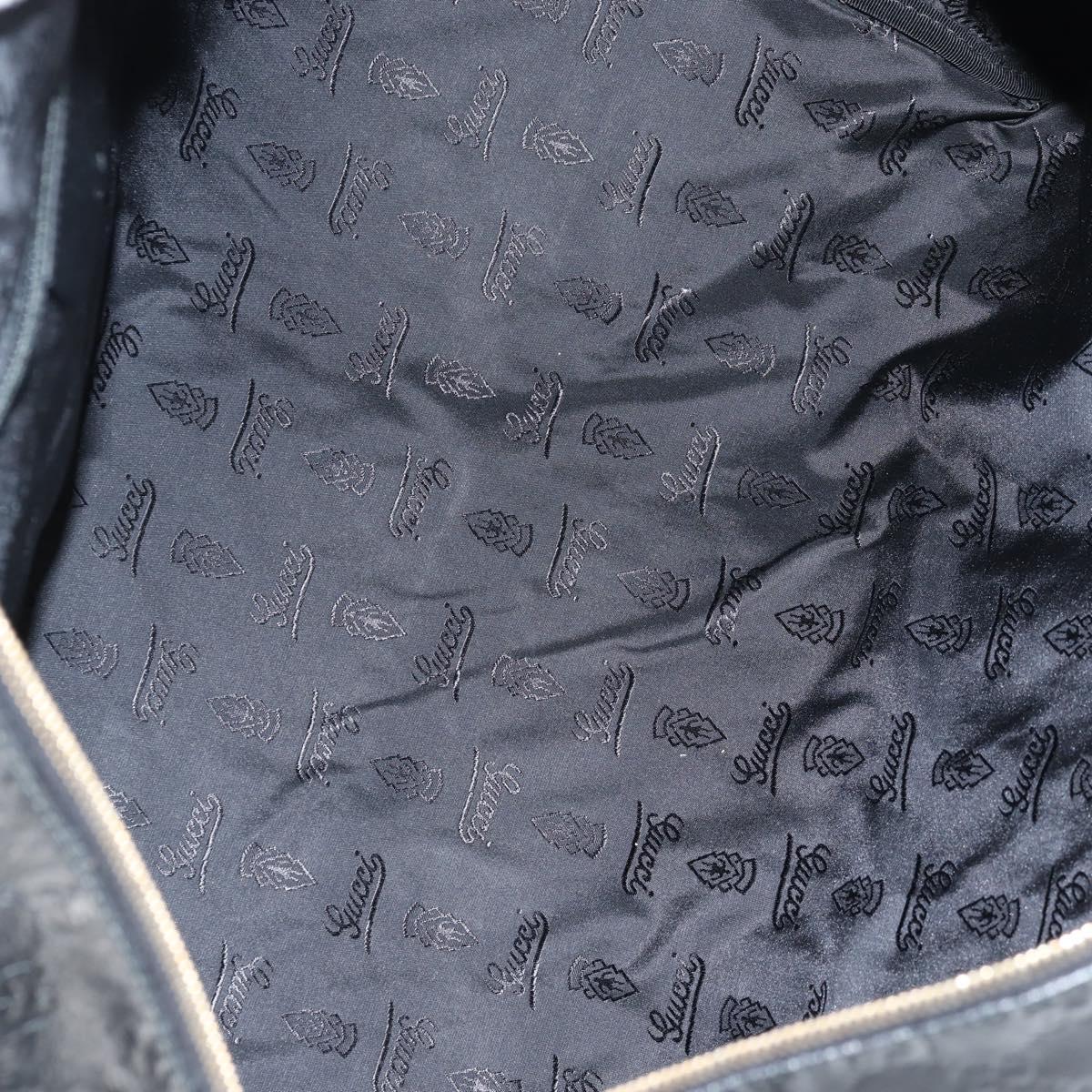 GUCCI GG Canvas Guccissima Boston Bag Leather Black Gold 206500 Auth 141974V