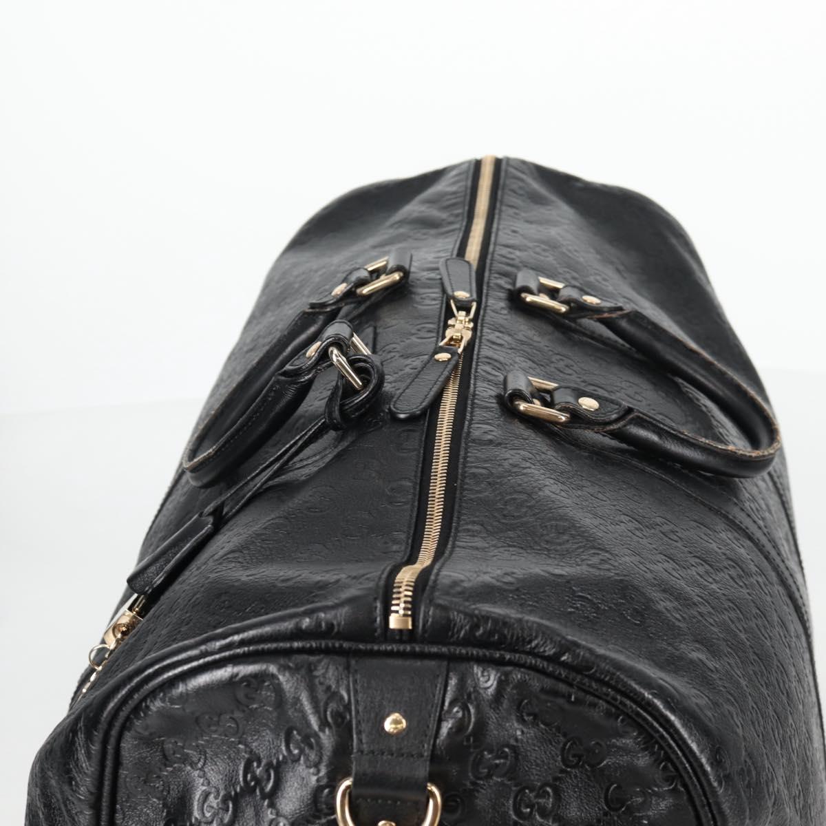 GUCCI GG Canvas Guccissima Boston Bag Leather Black Gold 206500 Auth 141974V