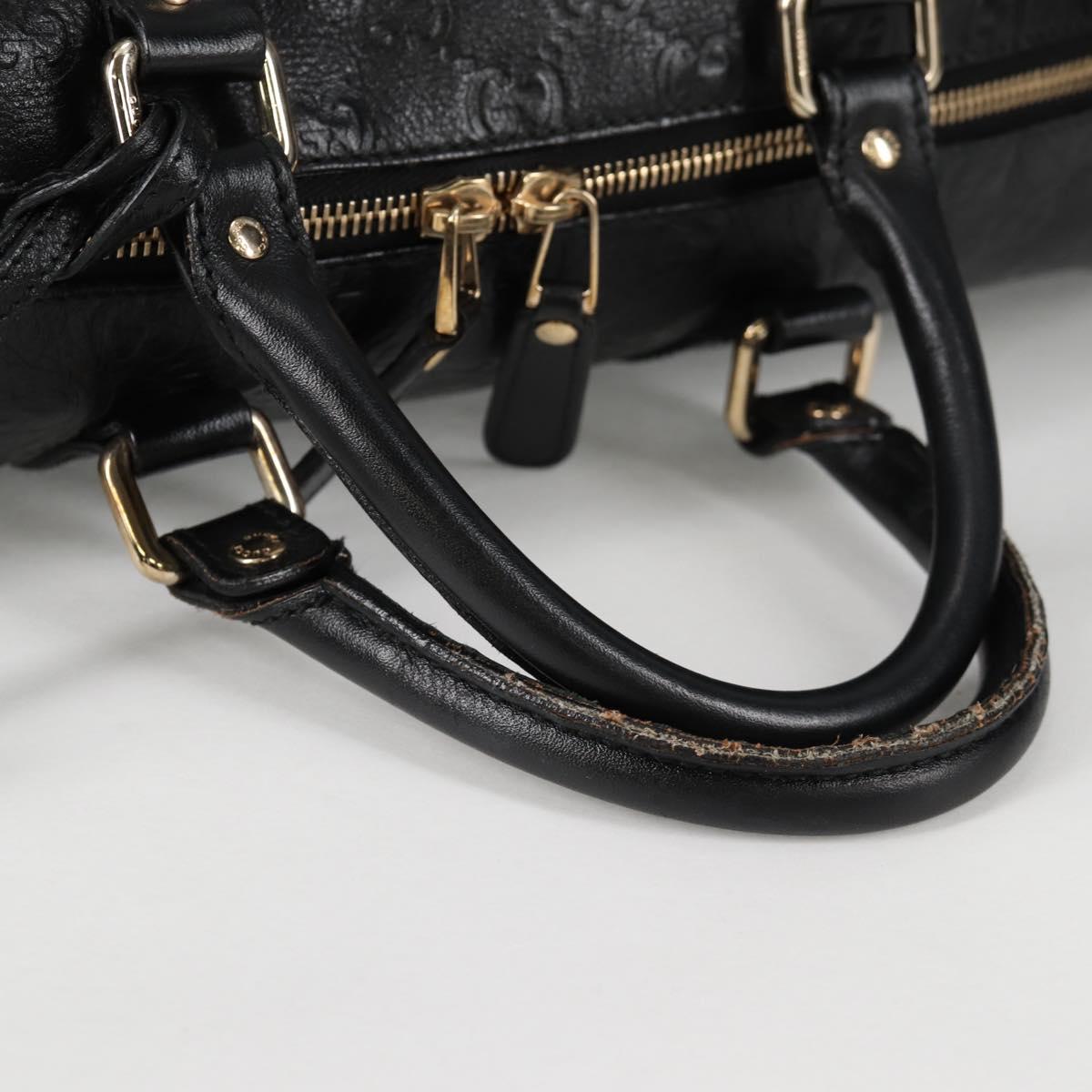 GUCCI GG Canvas Guccissima Boston Bag Leather Black Gold 206500 Auth 141974V