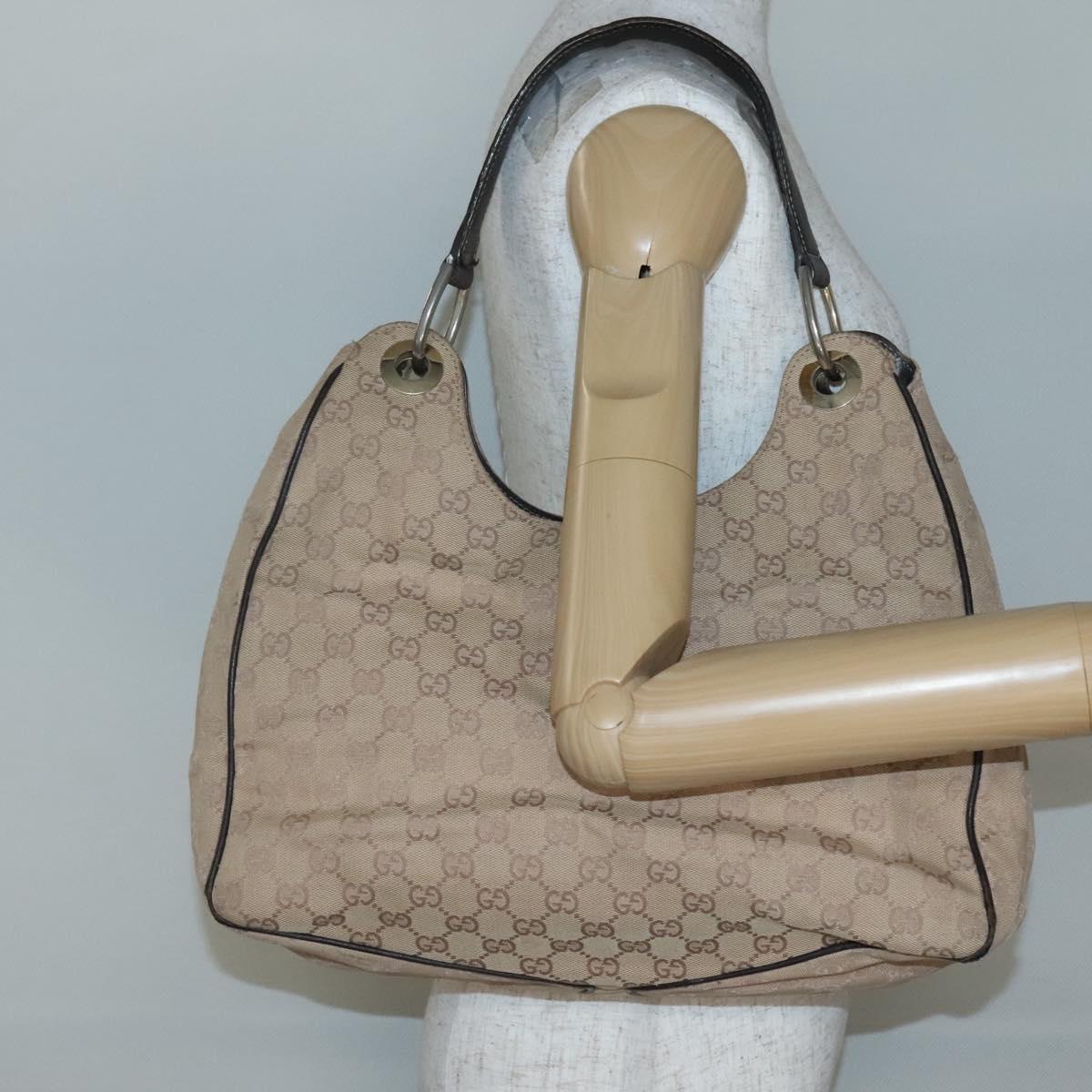 GUCCI GG Canvas Shoulder Bag Outlet Beige Gold 257268 Auth 141978