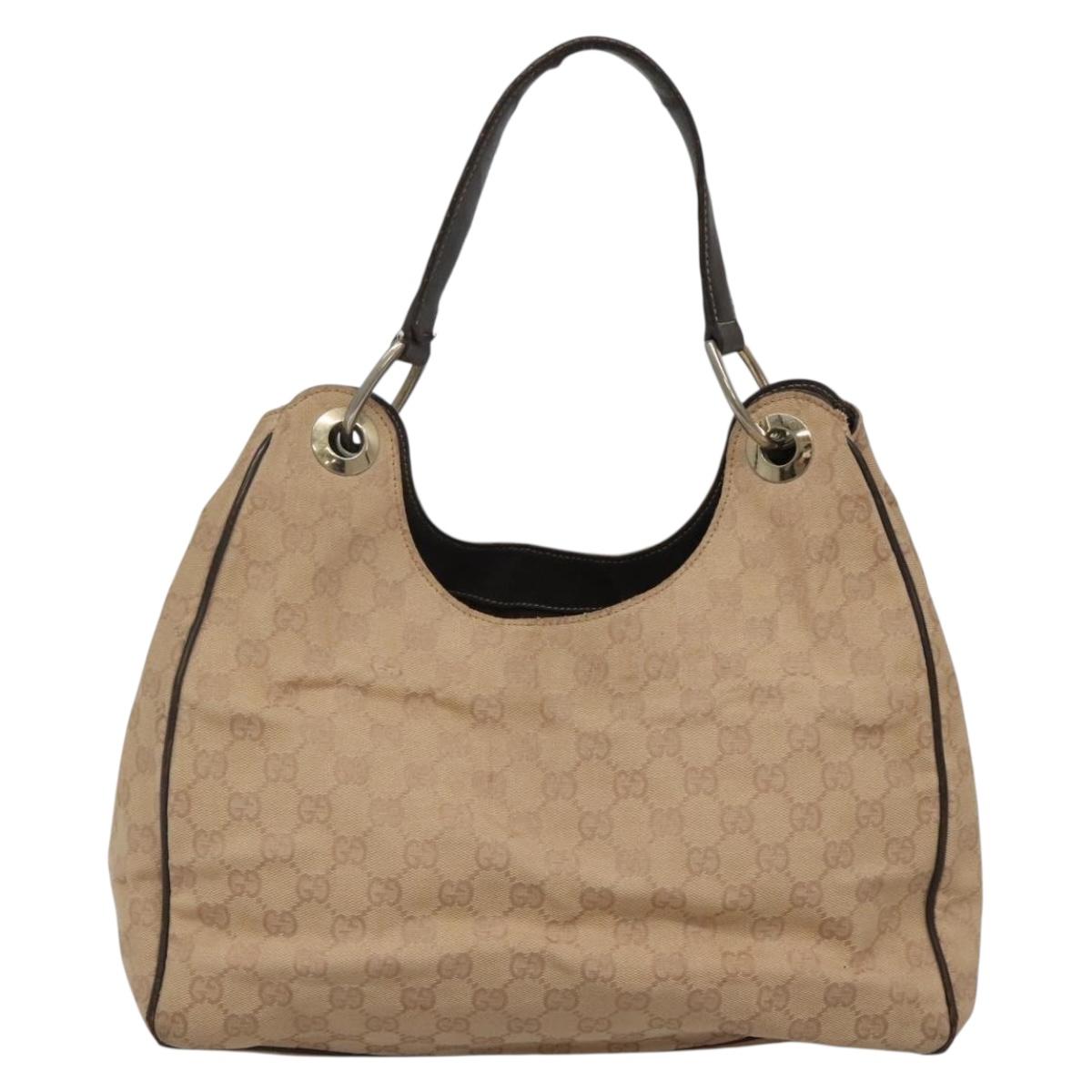 GUCCI GG Canvas Shoulder Bag Outlet Beige Gold 257268 Auth 141978