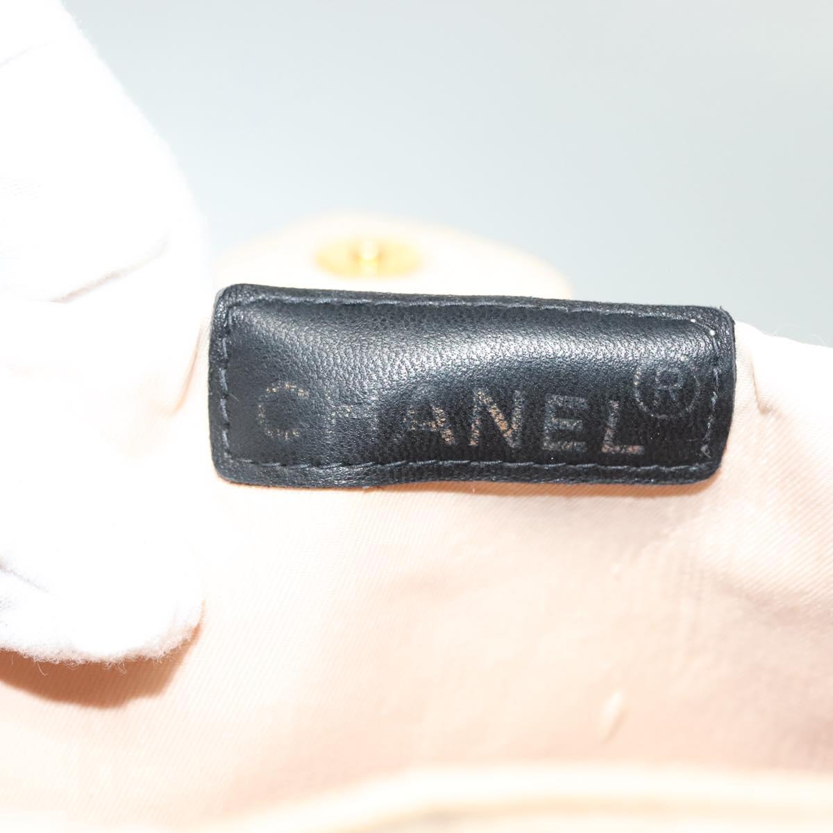 CHANEL COCO Mark Hand Bag Nylon Beige Gold CC Auth 141982