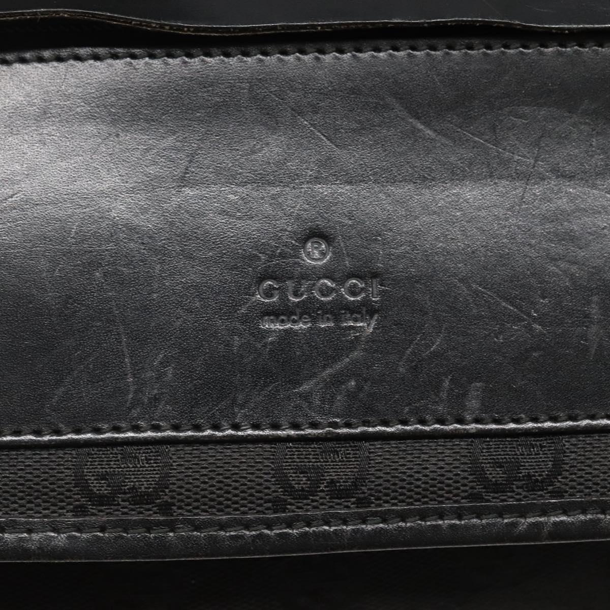 GUCCI GG Canvas Shoulder Bag Black Gold 019 0375 Auth 141991
