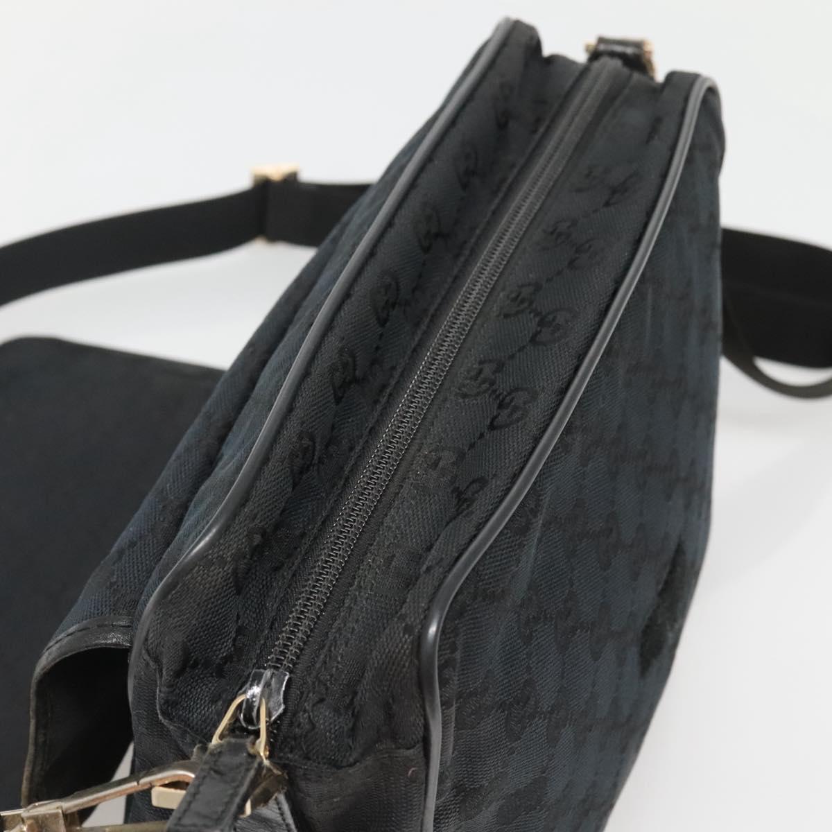 GUCCI GG Canvas Shoulder Bag Black Gold 019 0375 Auth 141991