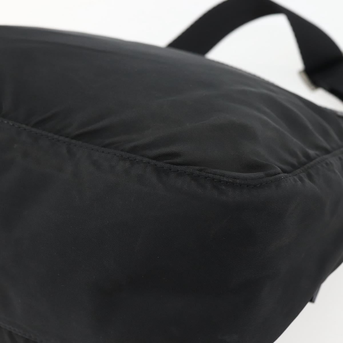 PRADA Chain Shoulder Bag Nylon Black Silver Auth 142007