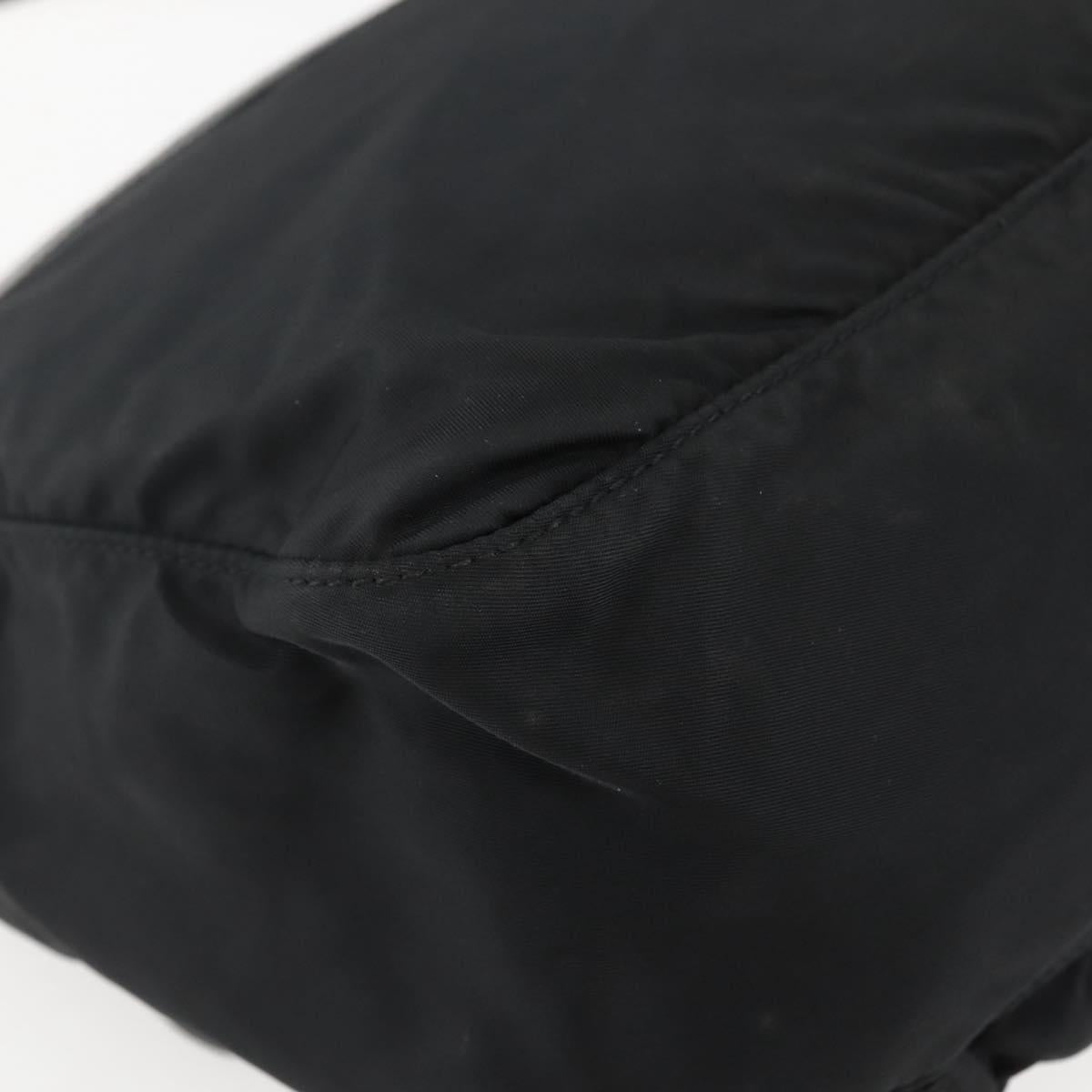 PRADA Chain Shoulder Bag Nylon Black Silver Auth 142007